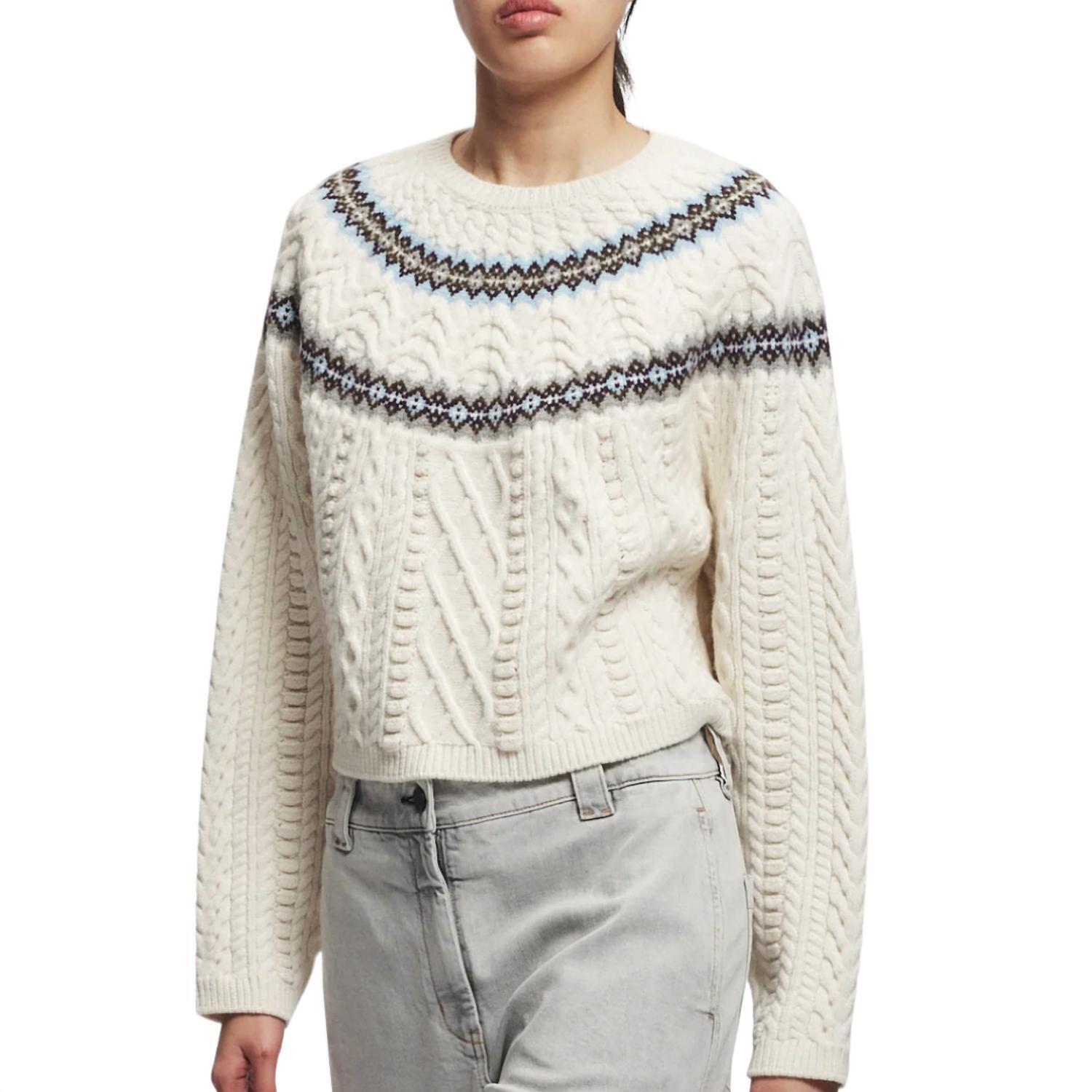 New Saint Art Ainsley Fair Isle Sweater In Multi Ivory